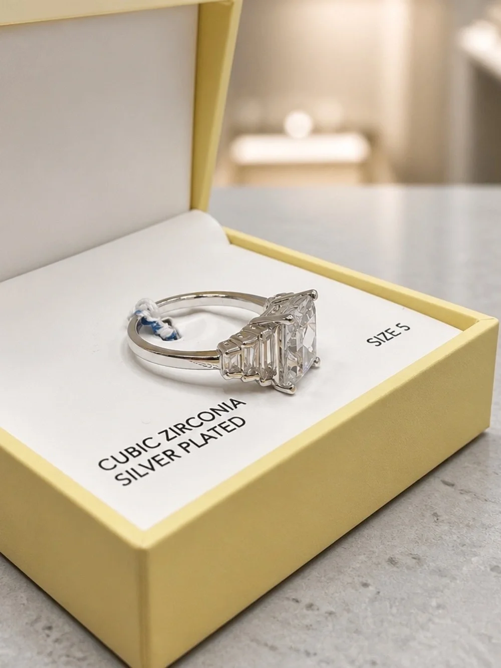 Silver Pated Cubic Zirconia Ring By Charter Club. Size5